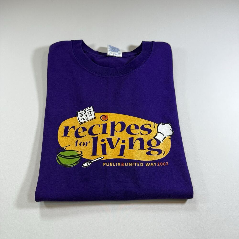 Publix Vintage 2000s Recipes For Living Graphic T-shirt Purple Adult Medium